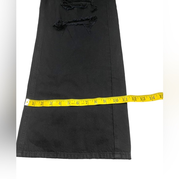 PACSUN ECO Baggy Jean Button fly Hi Rise Wide Leg Distressed Size 28 Black - Picture 12 of 16